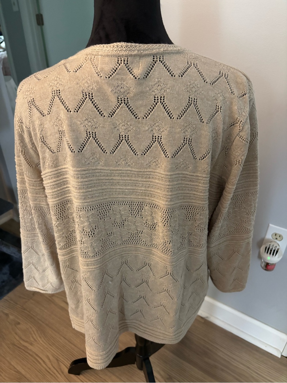 Quiet Luxury Coastal New England Alfred Dunner Open-Front Knit Cardigan Large - Picture 4 of 4